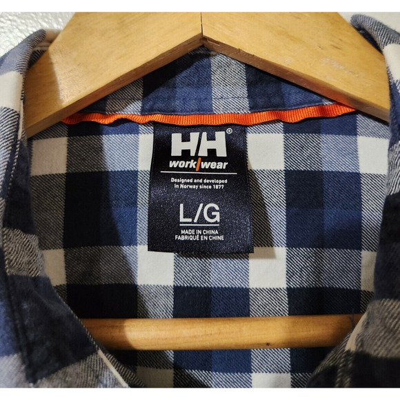 Helly Hansen Blue and White Plaid Casual Button Down Shirt - Picture 6 of 7